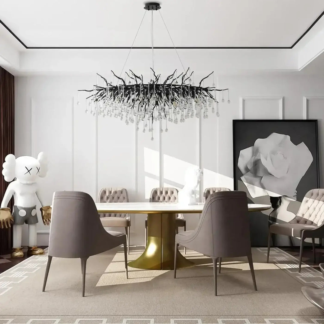 Suspension luminaire haut de gamme avec des branches noires

