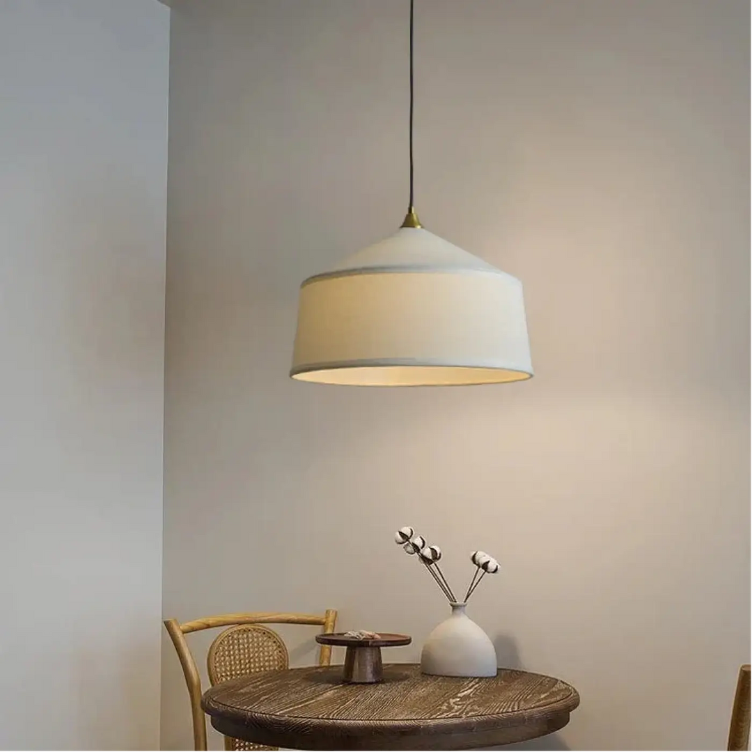 Suspension luminaire incandescente en tissus blanc ou noir
