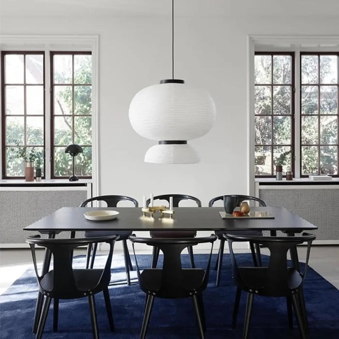 Suspension luminaire japonaise en papier blanc style lanterne

