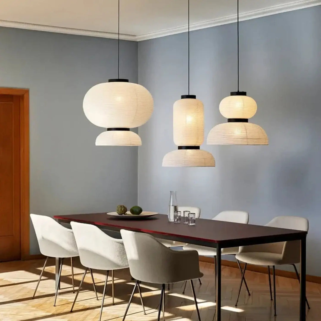 Suspension luminaire japonaise en papier blanc style lanterne


