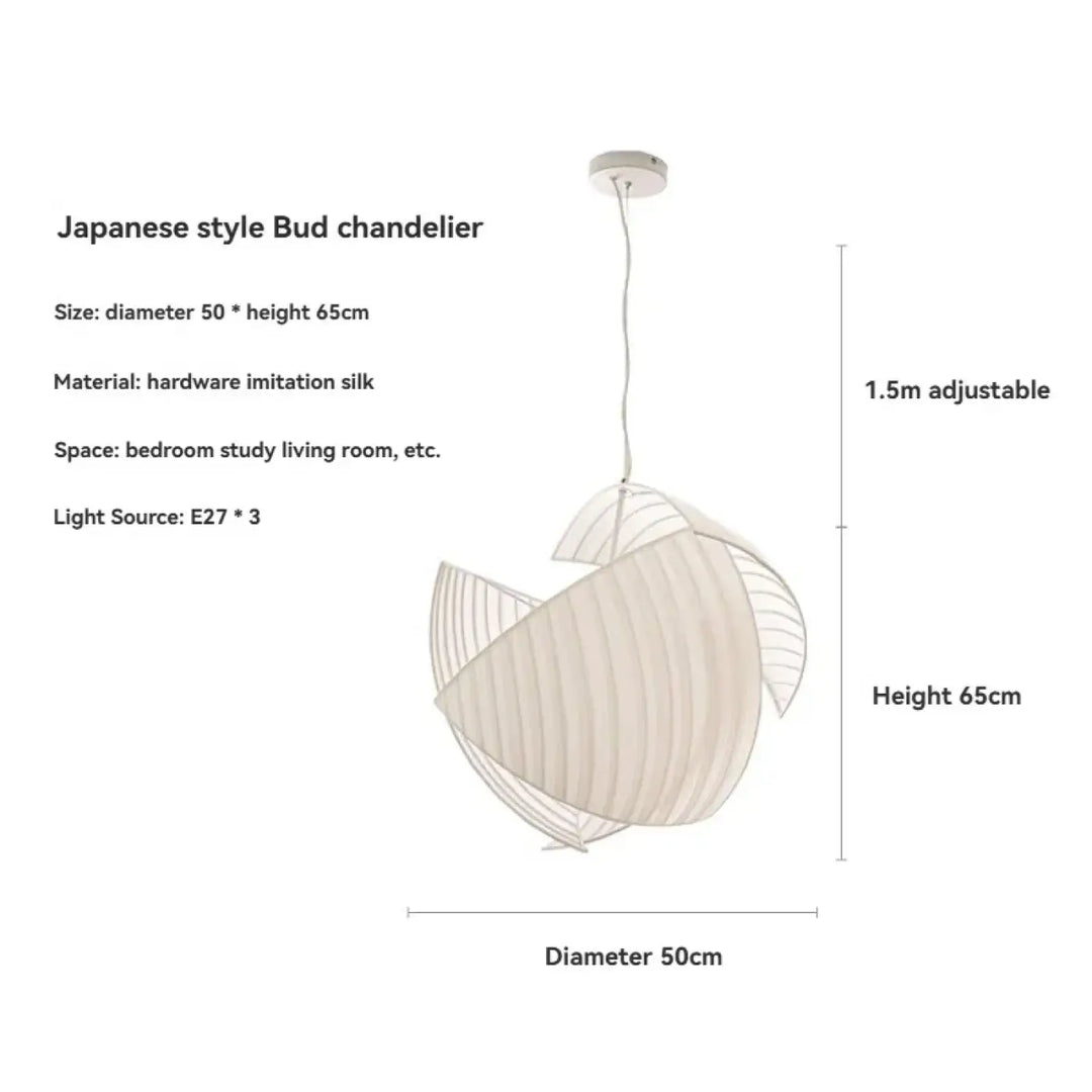 Suspension luminaire japonaise en tissu blanc élégant