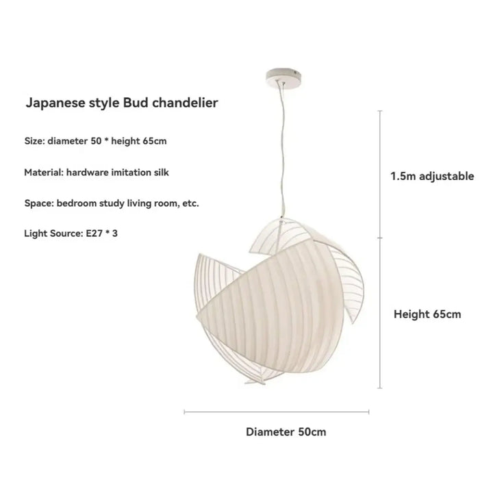 Suspension luminaire japonaise en tissu blanc élégant