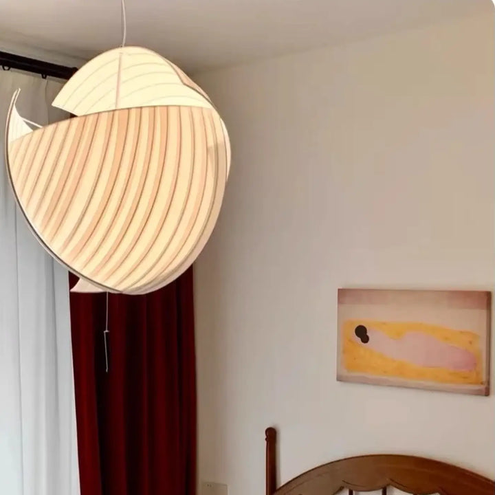 Suspension luminaire japonaise en tissu blanc élégant