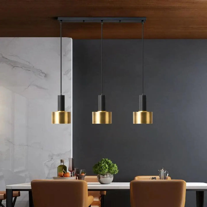 Suspension Luminaire Laiton Triple Cylindre