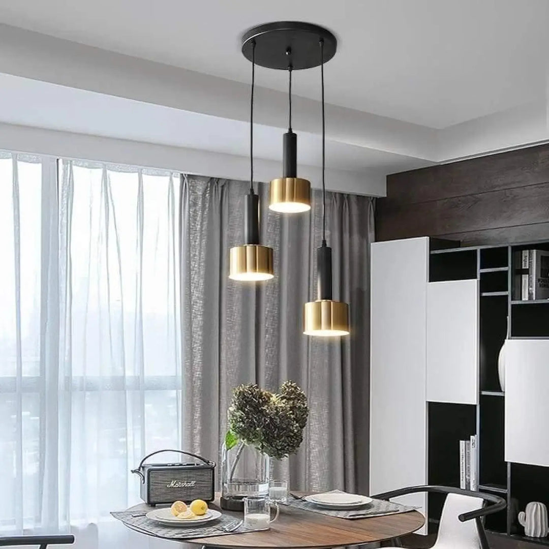 Suspension Luminaire Laiton Triple Cylindre