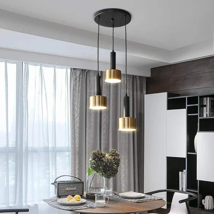 Suspension Luminaire Laiton Triple Cylindre