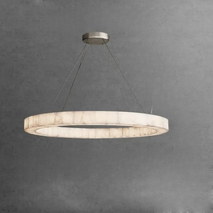Suspension luminaire sylia avec ampoules sont-elles incluses anneau lumineux en marbre blanc et fixation métallique polie