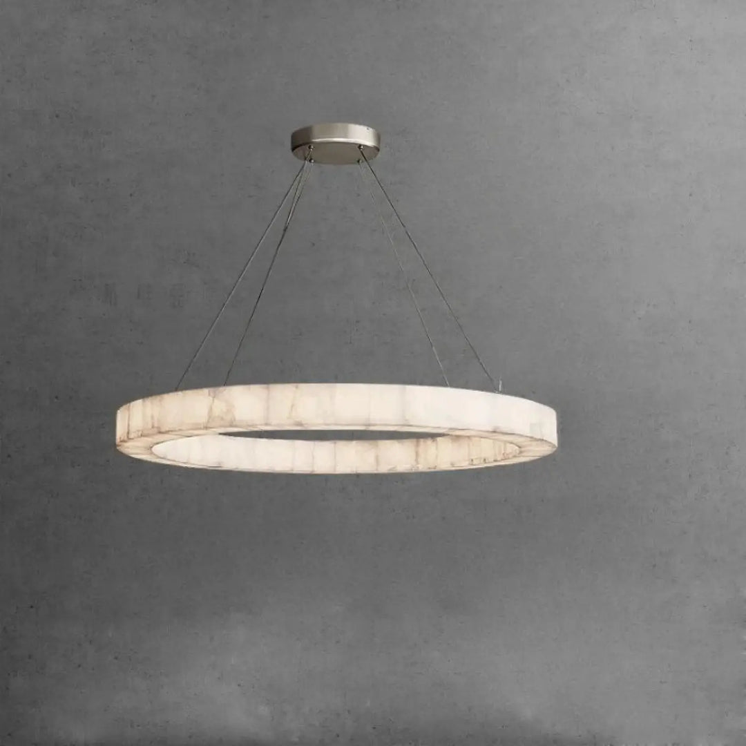 Suspension luminaire sylia moderne avec anneau lumineux en marbre blanc et fixation métal, ampoules sont-elles incluses
