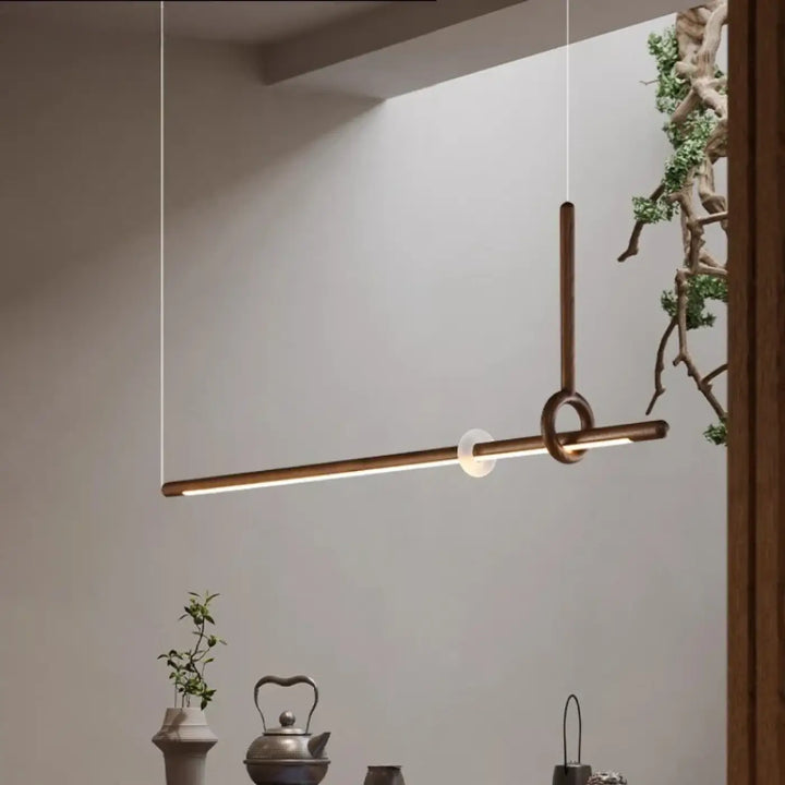 Suspension luminaire led design bois et acrylique chic