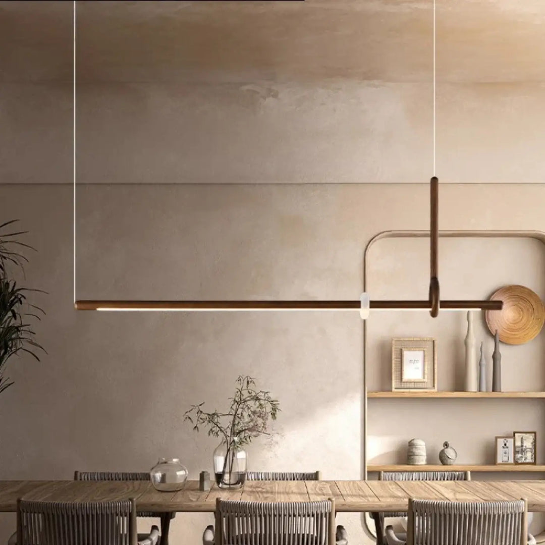 Suspension luminaire led design bois et acrylique chic