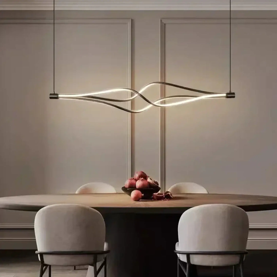 Suspension luminaire led ligne ondulée moderne noir