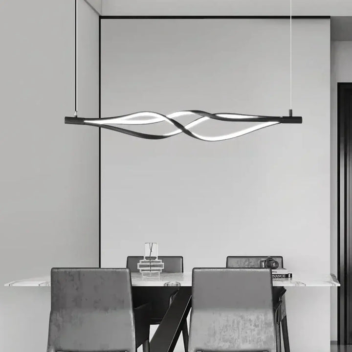 Suspension luminaire led ligne ondulée moderne noir