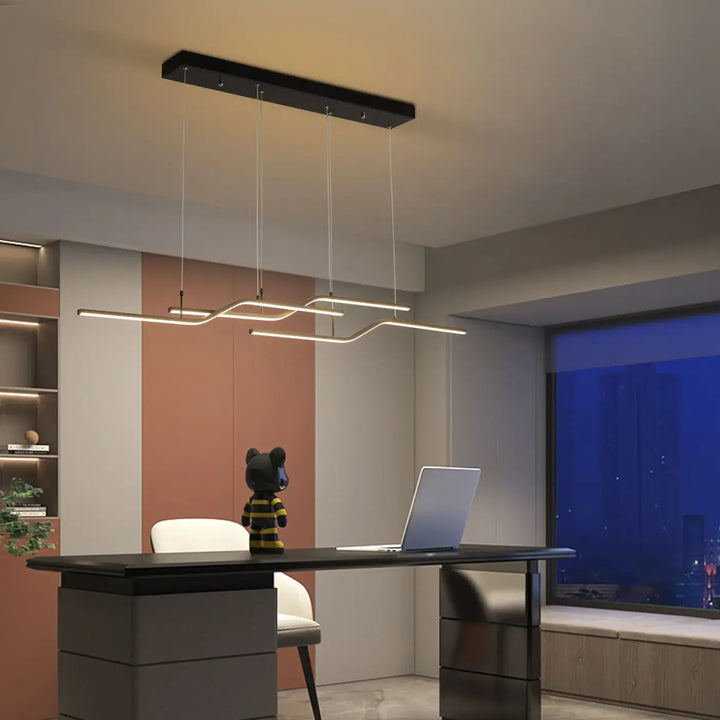 Suspension luminaire led linéaire moderne design minimaliste noir