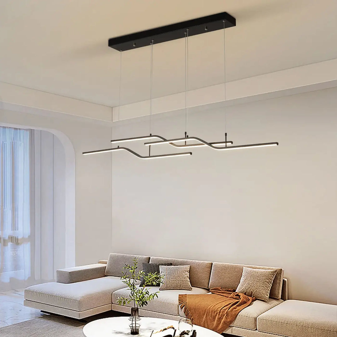 Suspension luminaire led linéaire moderne design minimaliste noir