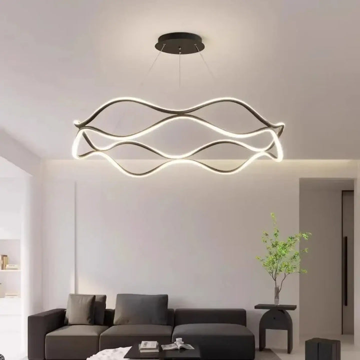 Suspension Luminaire LED Moderne Design Ondulé Blanc Élégant

