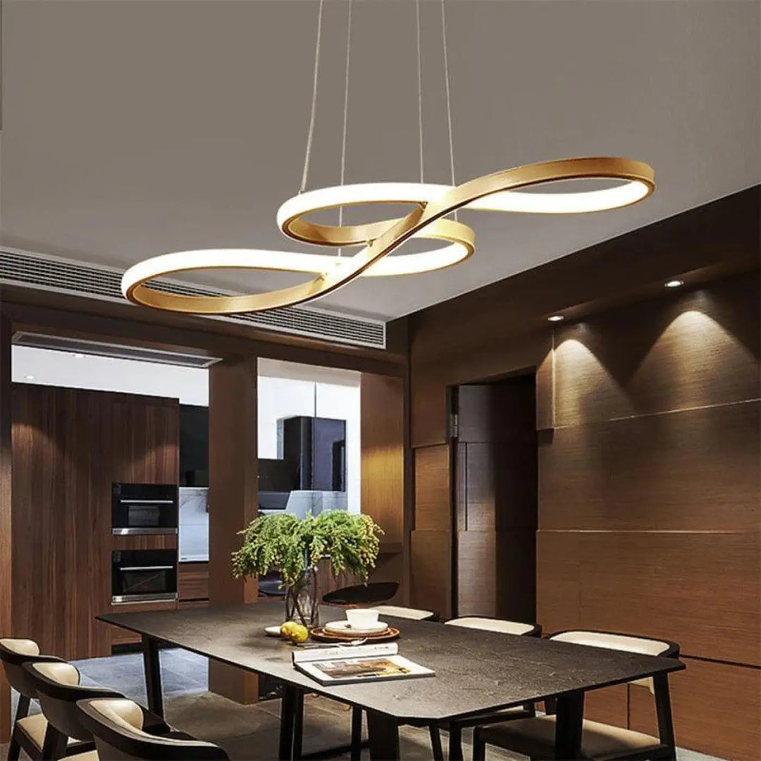 Suspension Luminaire LED En Acrylique Doré Élégant