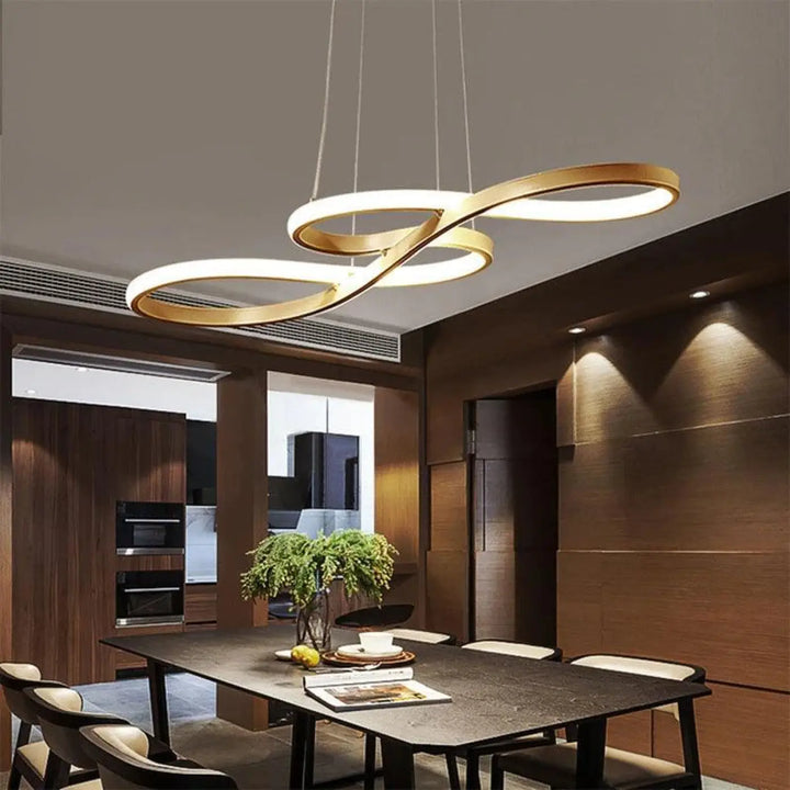 Suspension Luminaire LED En Acrylique Doré Élégant