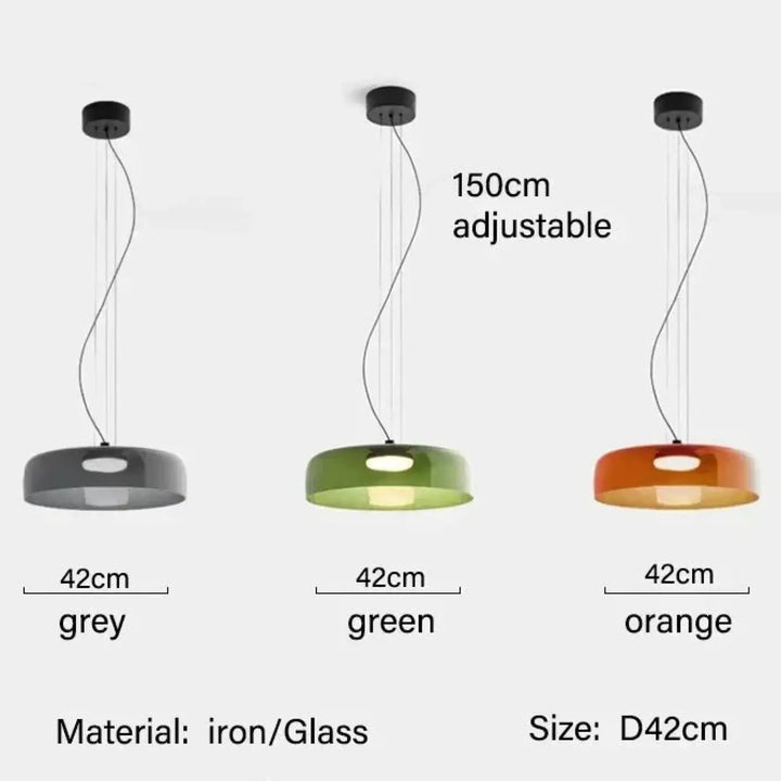 Suspension luminaire led orange éclatante design élégant