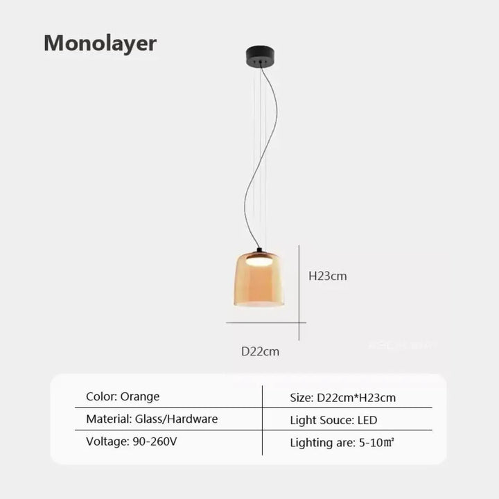 Suspension luminaire led orange éclatante design élégant
