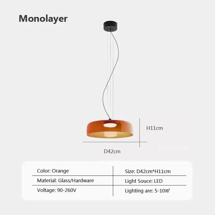 Suspension luminaire led orange éclatante design élégant
