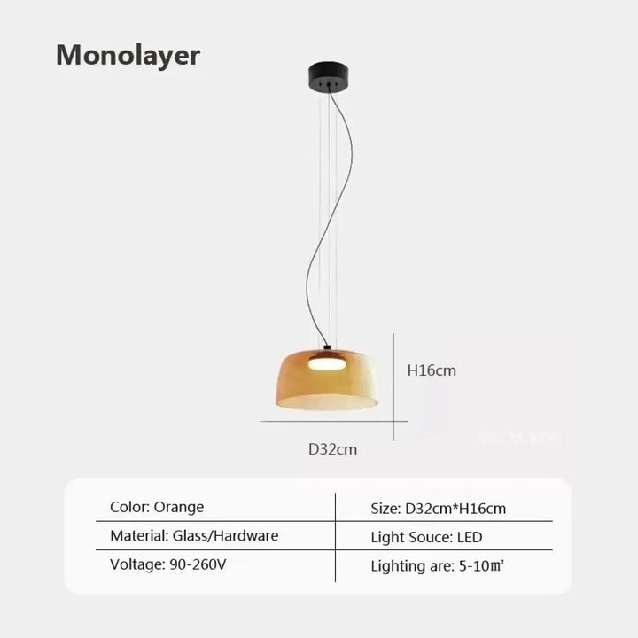 Suspension luminaire led orange éclatante design élégant