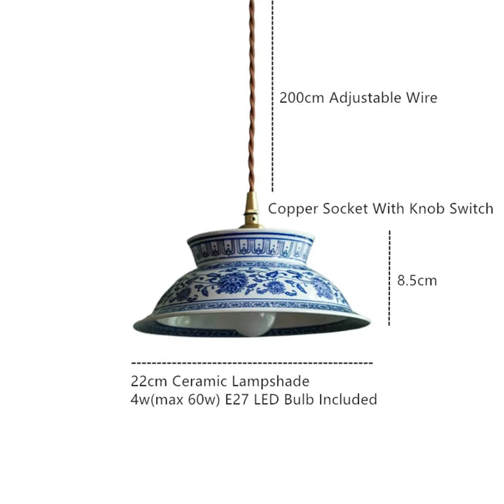 Suspension luminaire led vintage en céramique élégant