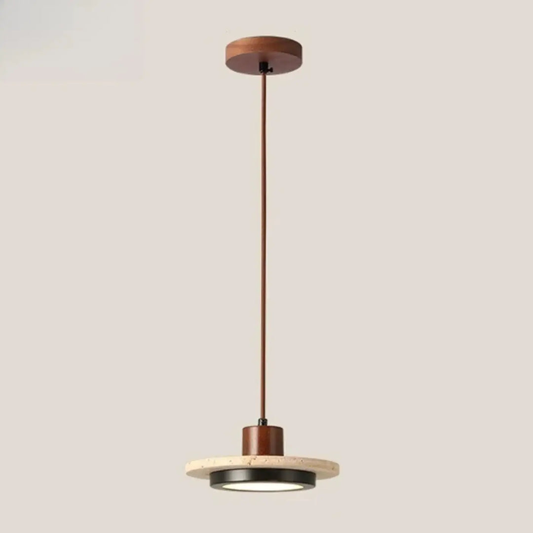 Suspension luminaire en marbre et bois naturel au design épuré