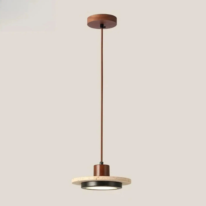 Suspension luminaire en marbre et bois naturel au design épuré