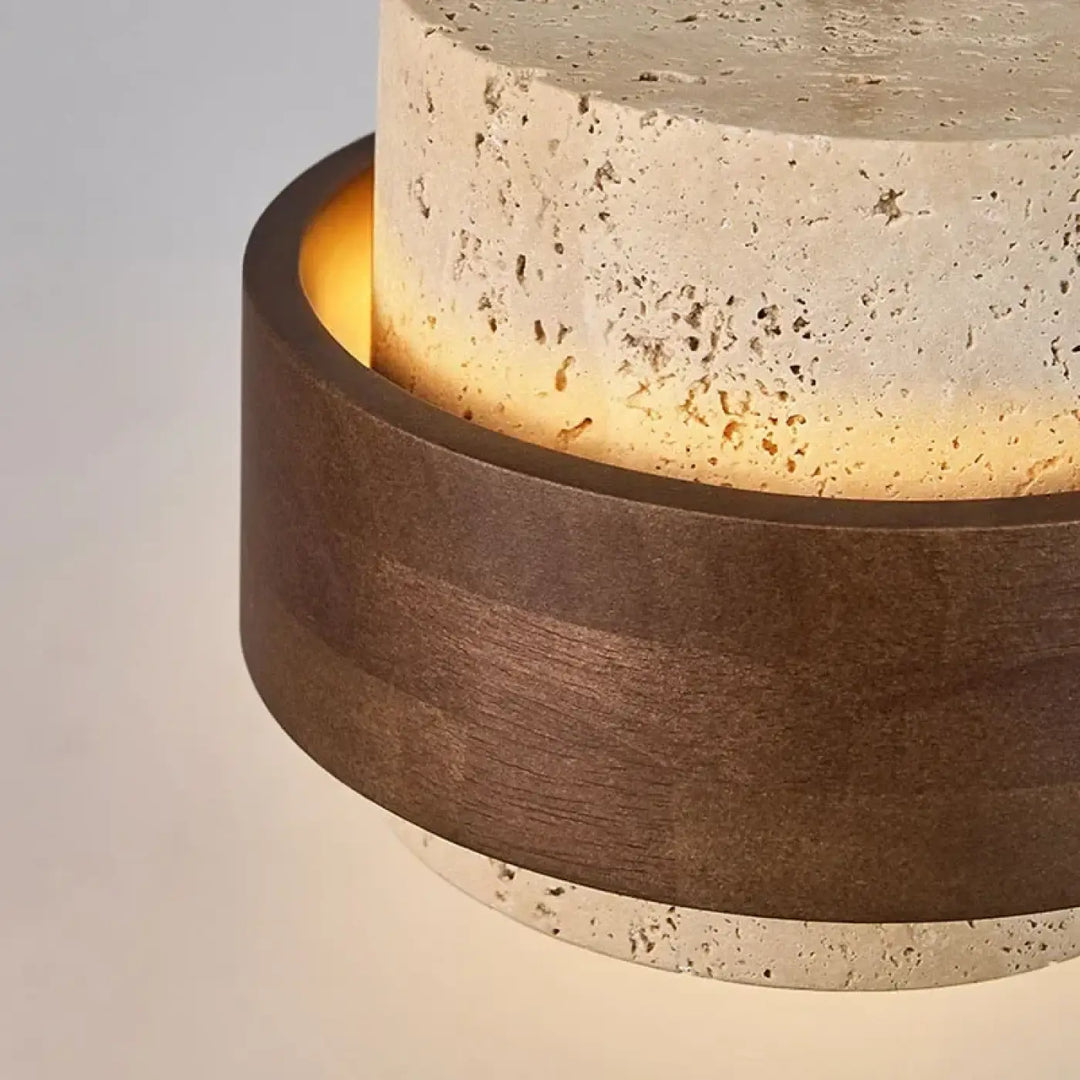 Suspension luminaire en marbre avec finition bois marron naturel