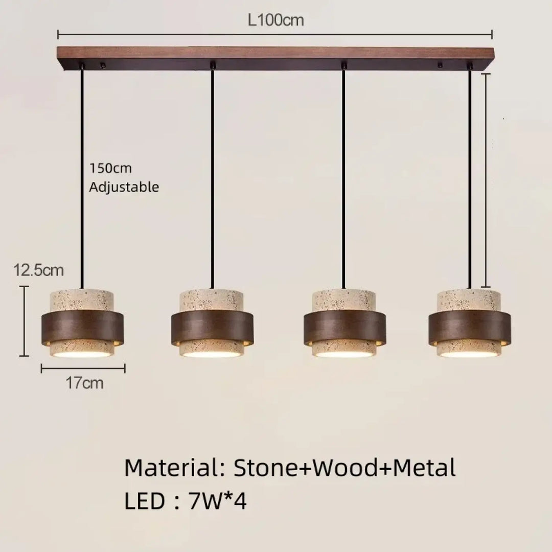 Suspension luminaire en marbre avec finition bois marron naturel