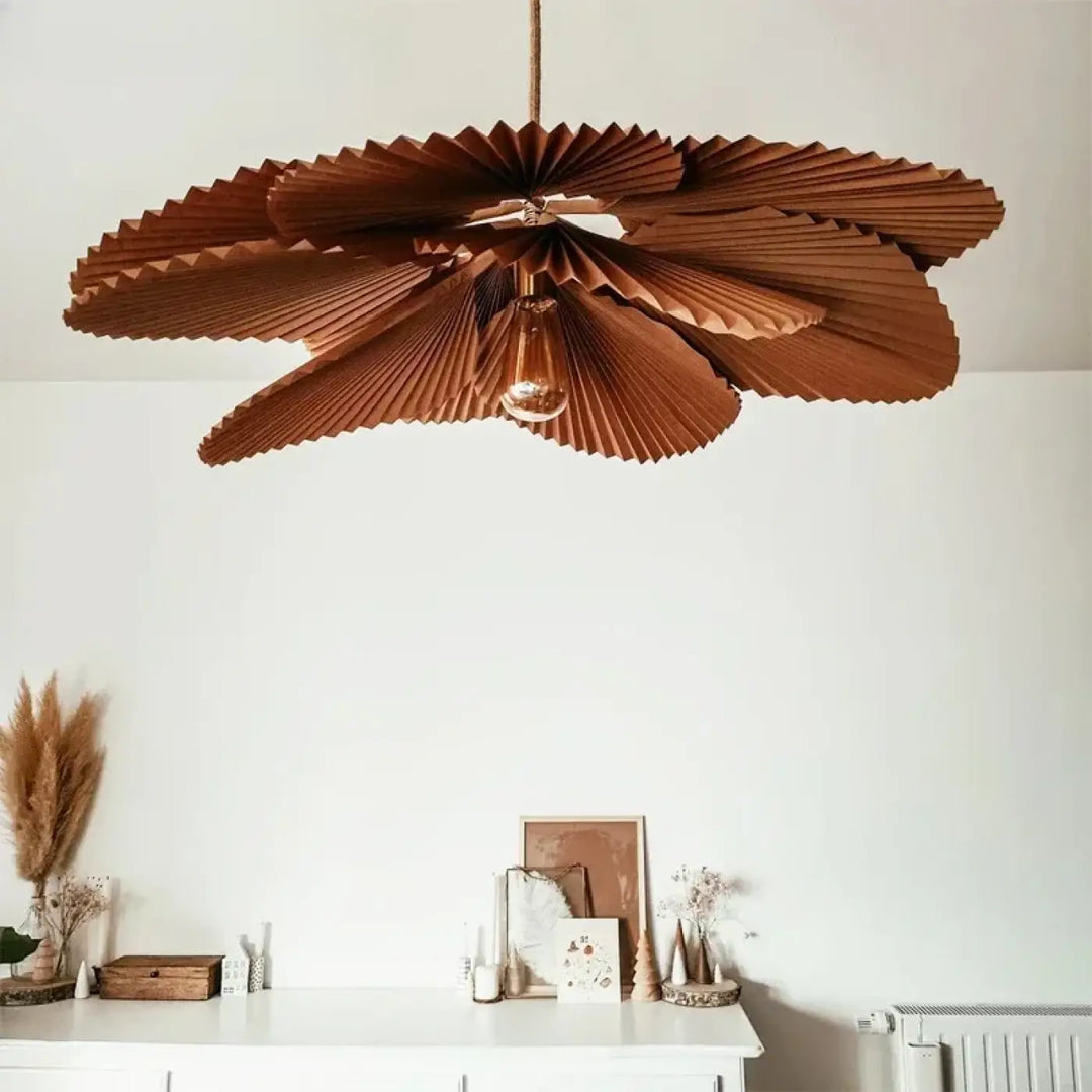 Suspension luminaire marron en forme de fleur décorative