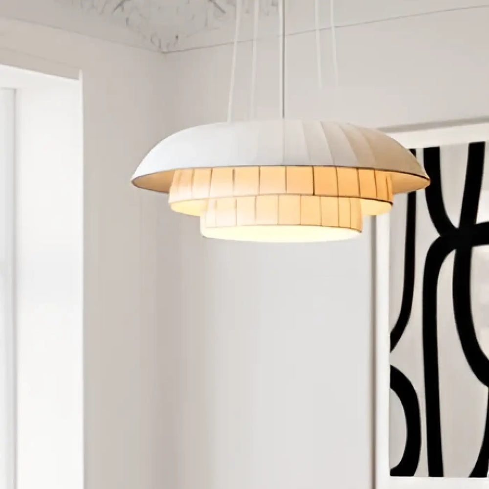 Suspension luminaire edia blanc à lumière chaude avec design circulaire en couches pour décoration intérieure