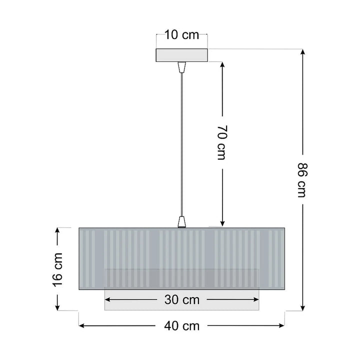 Suspension luminaire duo lami line menthe gris avec finition métallique texturée et rainures verticales rectangulaire