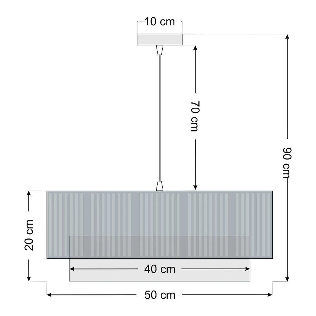 Suspension luminaire duo lami line menthe gris avec abat-jour métallique gris nervuré et support de plafond 10 cm