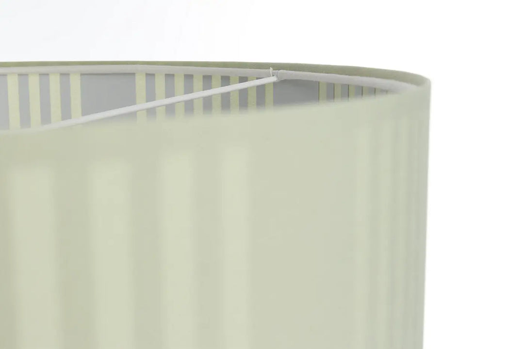 Suspension luminaire duo lami line menthe avec abat-jour crème côtelé verticalement et armature interne blanche