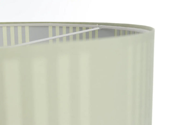 Suspension luminaire duo lami line menthe avec abat-jour crème côtelé verticalement et armature interne blanche