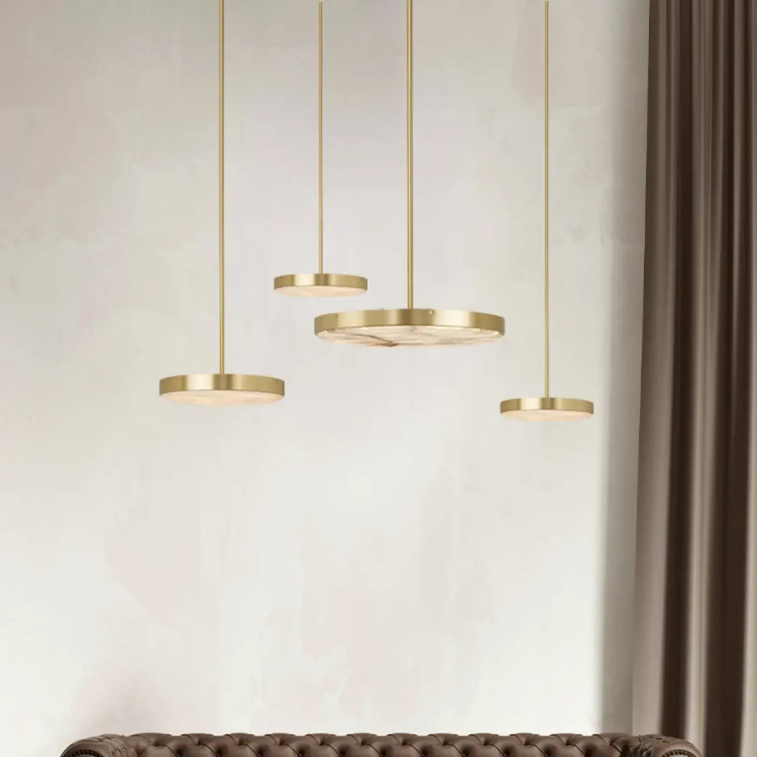 Suspension luminaire en métal avec lampe en marbre design