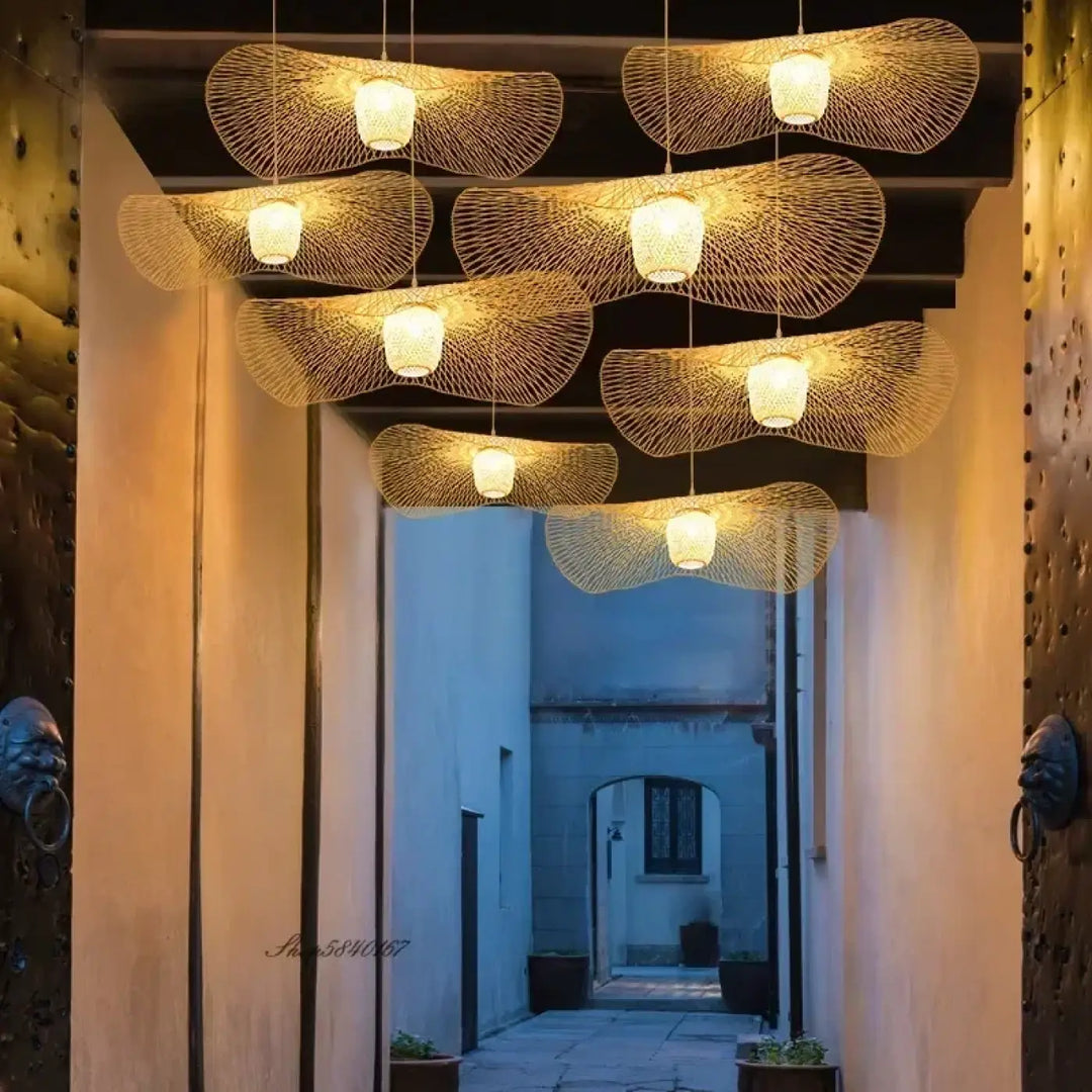 Suspension Luminaire Métal Tissé Design Contemporain pour Salon

