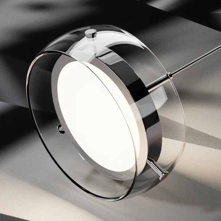 Suspension luminaire simpa en chrome moderne avec abat-jour circulaire en verre clair et design minimaliste élégant