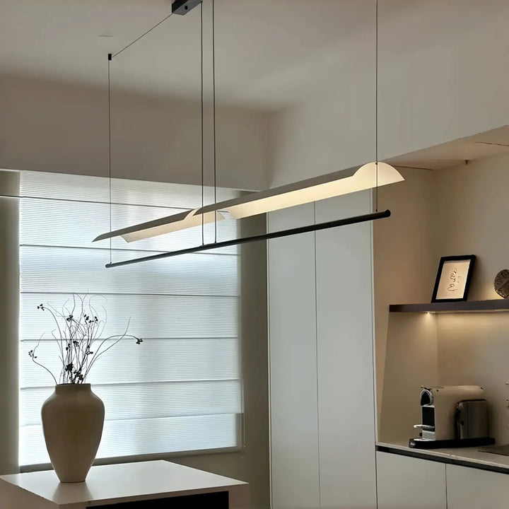 Suspension luminaire moderne avec cadre noir épuré et diffuseur blanc doux pour salle à manger élégante
