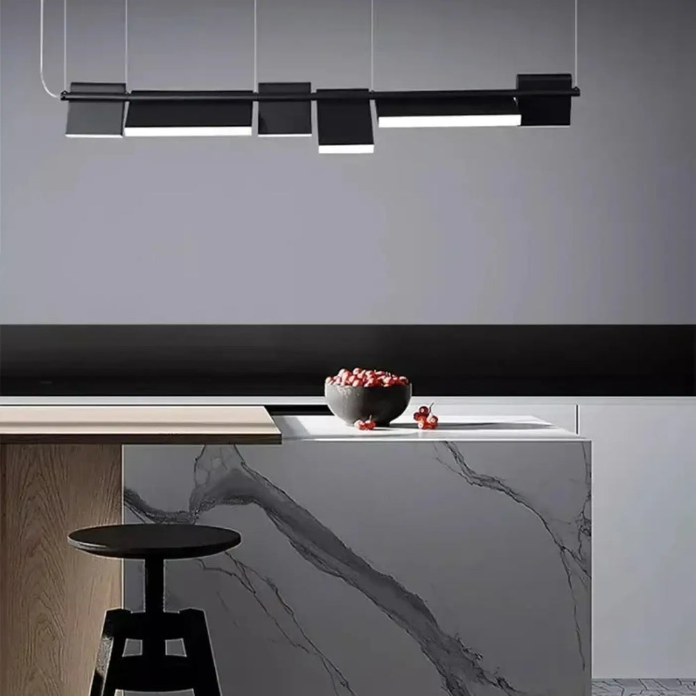 Suspension luminaire recta noir moderne avec panneaux rectangulaires et design minimaliste diffuseurs modulables