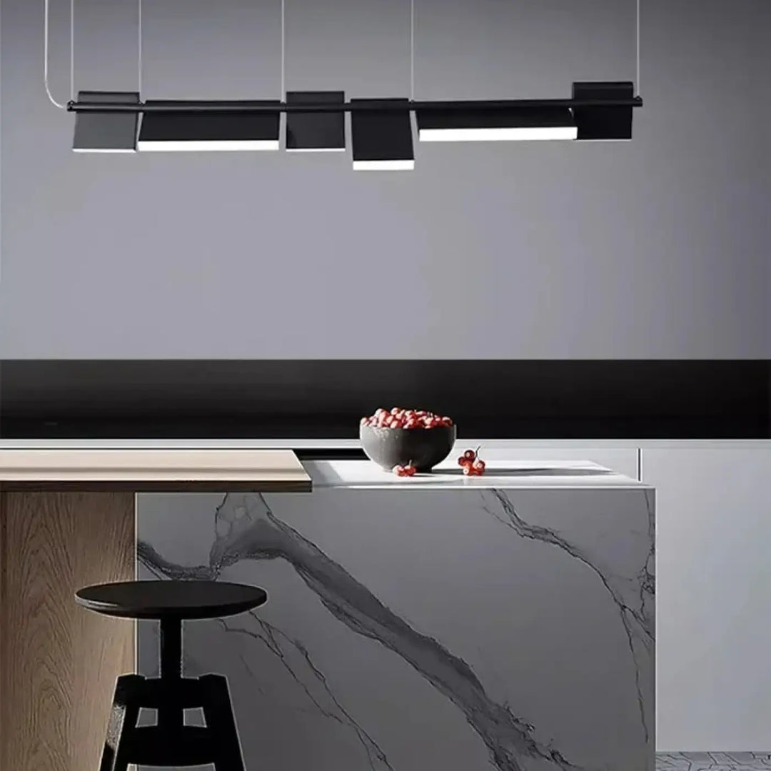 Suspension luminaire recta noir moderne avec panneaux rectangulaires et design minimaliste diffuseurs modulables
