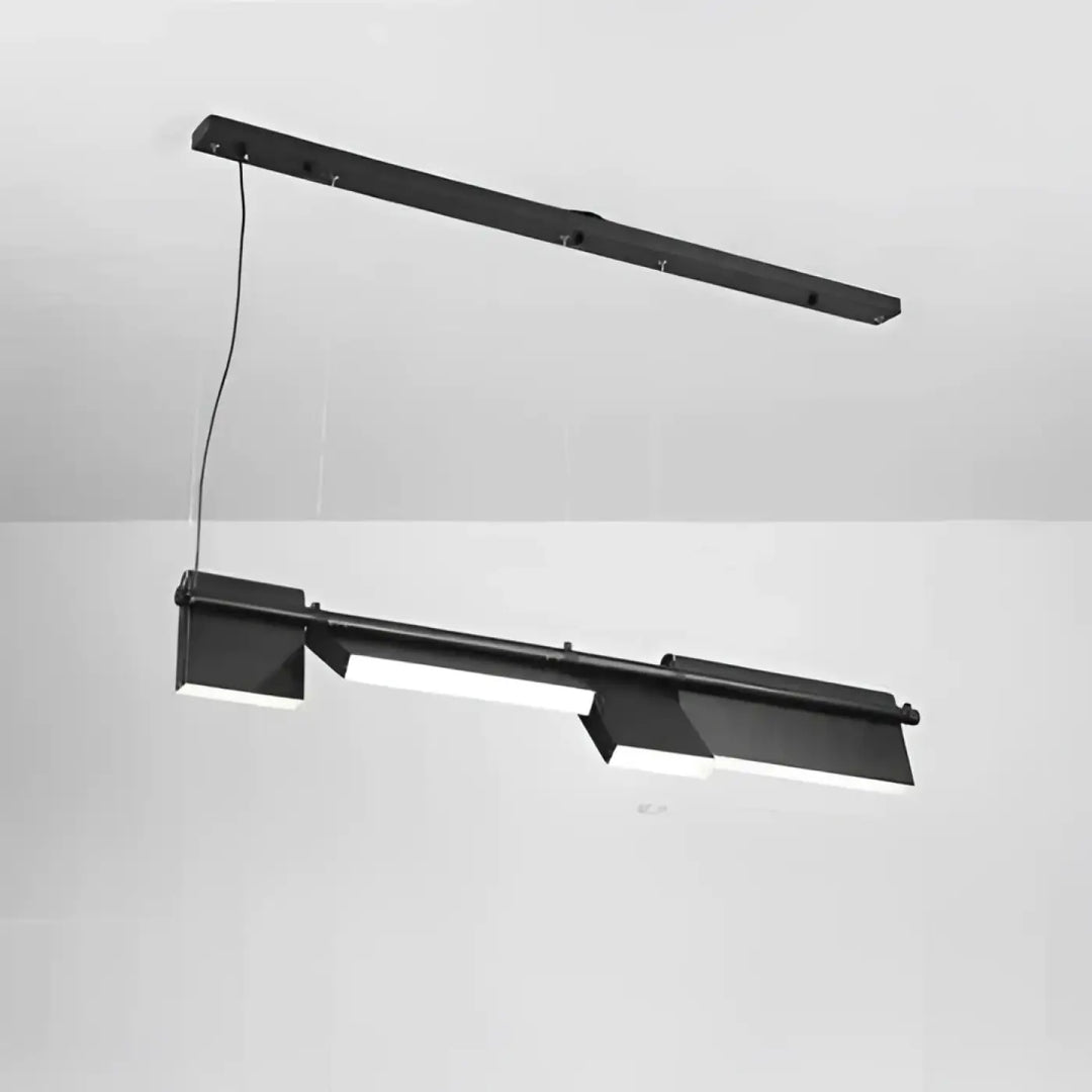 Suspension luminaire minimaliste recta avec cadre métallique noir et éclairage led intégré pour un design épuré