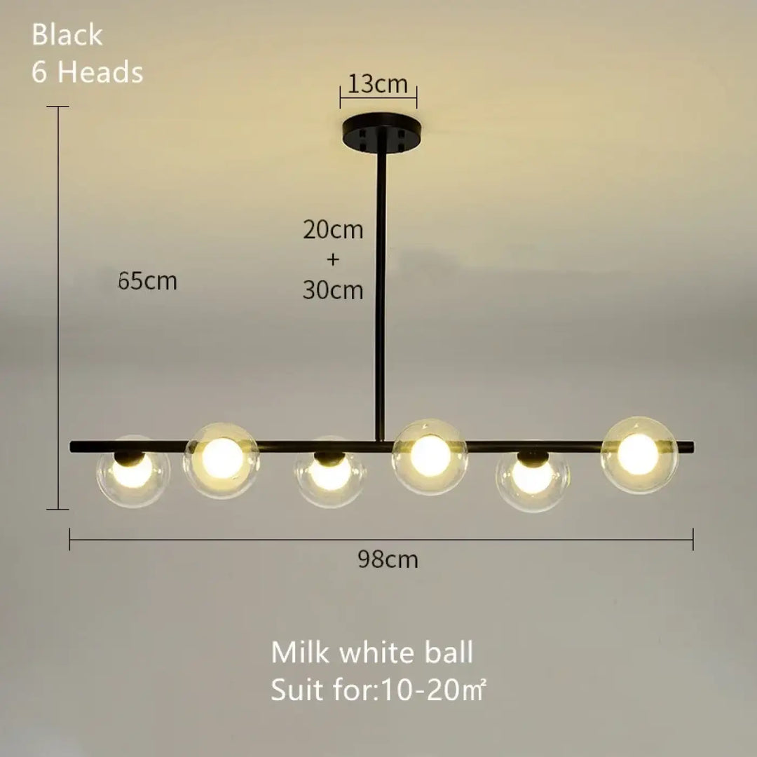 Suspension luminaire minimaliste noir et verre opalin chic