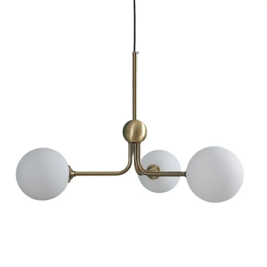 Luminaire plafonnier milko en laiton avec trois éclairage globe en verre dépoli suspension luminaire minimaliste décoration pensée
