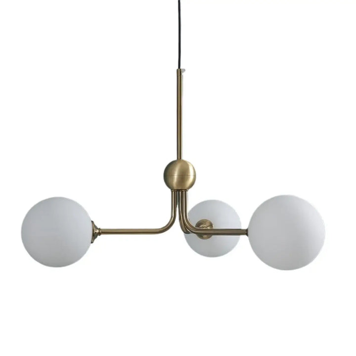 Luminaire plafonnier milko en laiton avec trois éclairage globe en verre dépoli suspension luminaire minimaliste décoration pensée