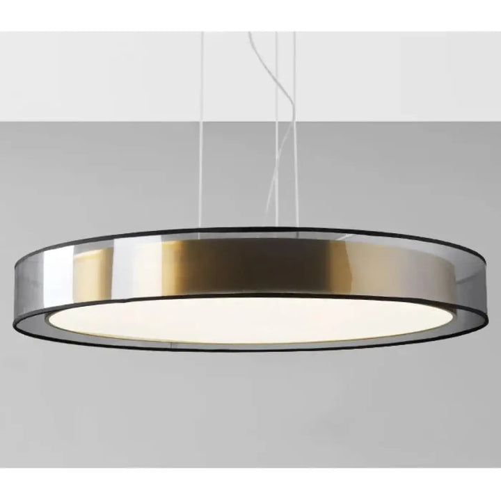 Suspension luminaire kylos moderne avec anneaux métalliques réfléchissants en chrome et laiton brossé élégant