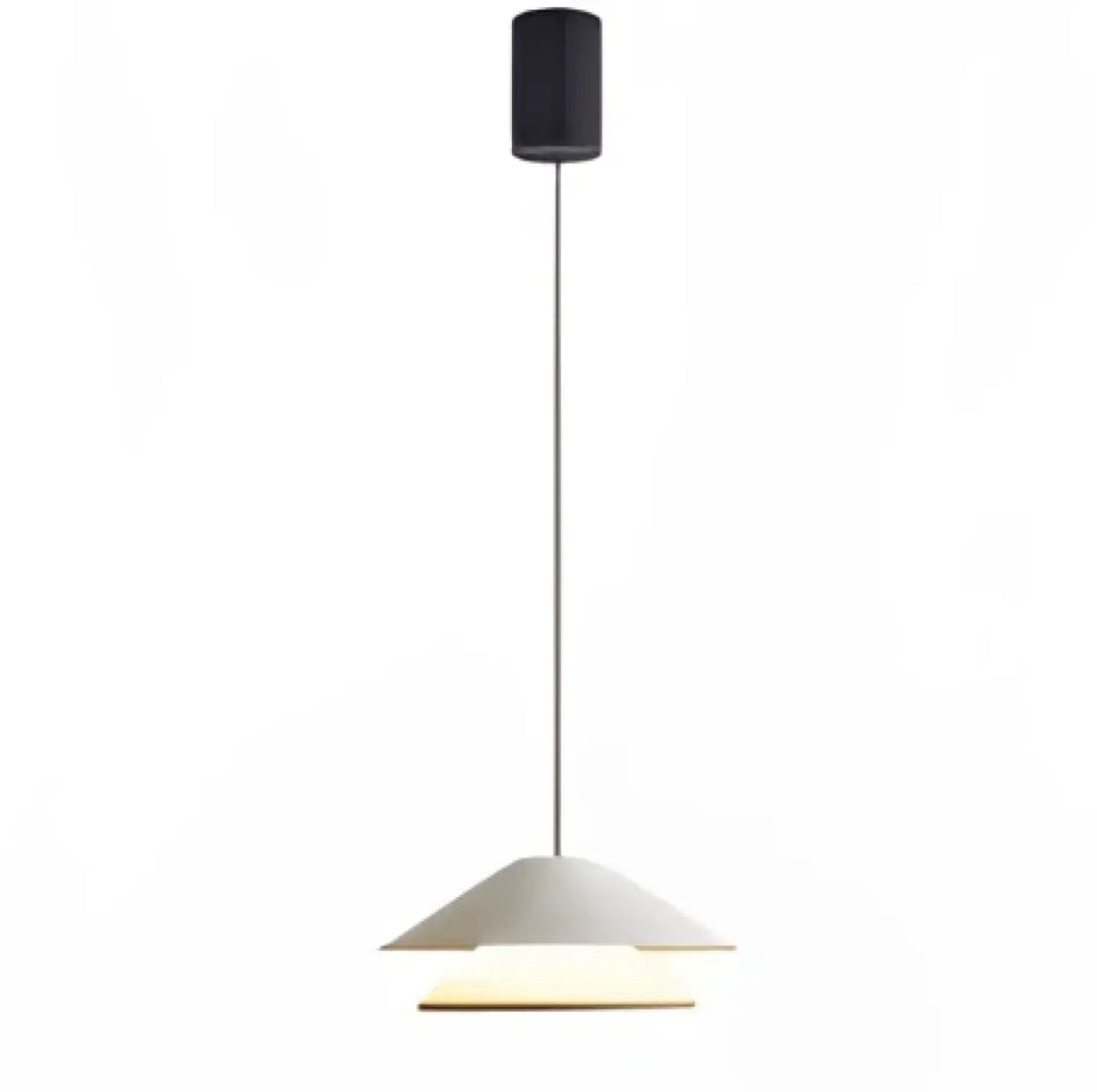 Suspension luminaire moderne conique blanc avec support de plafond cylindrique noir au design minimaliste luminaire moderne