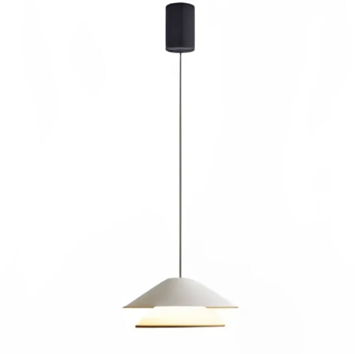 Suspension luminaire moderne conique blanc avec support de plafond cylindrique noir au design minimaliste luminaire moderne