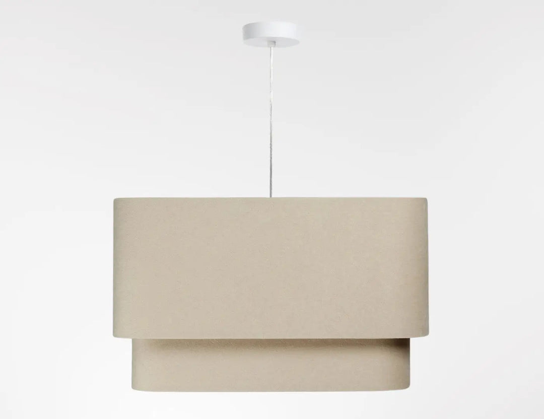 Suspension luminaire kwadro duo velour beige avec design minimaliste et textile raffiné en tissu doux